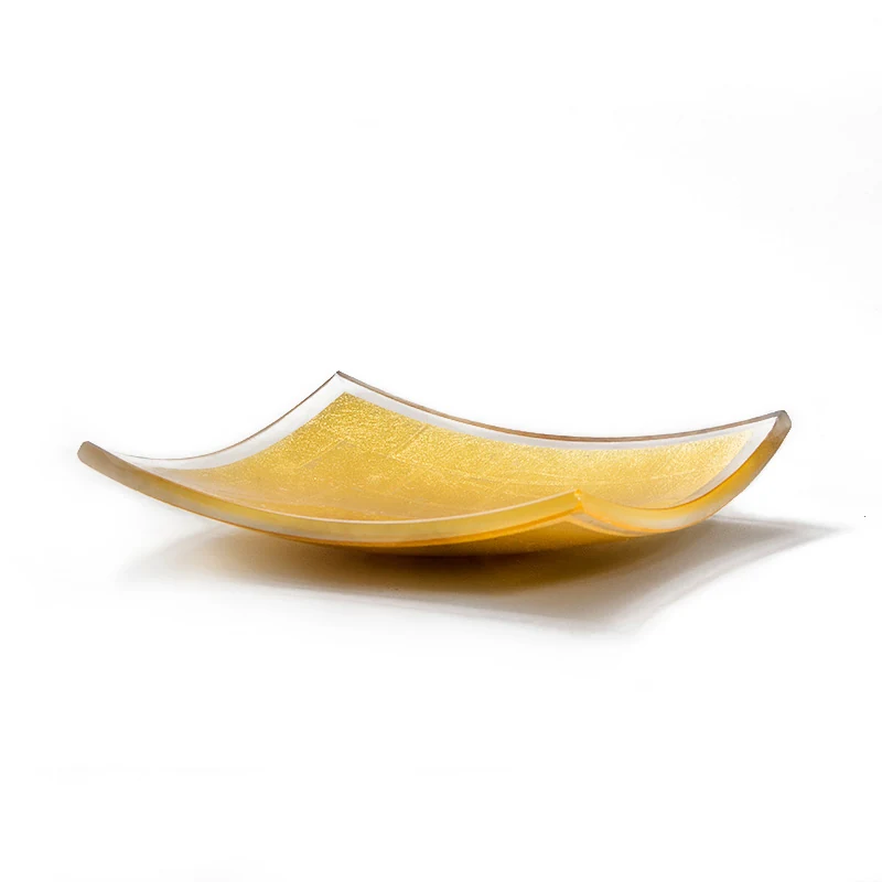 Curved square gold mosaic platter