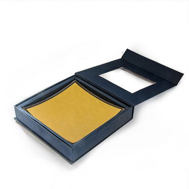Square 24k gold mosaic platter in its presentation box