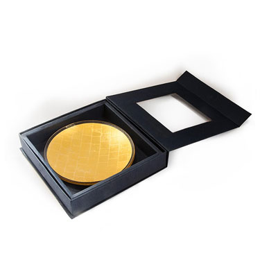 Round 24k gold mosaic platter in its presentation box