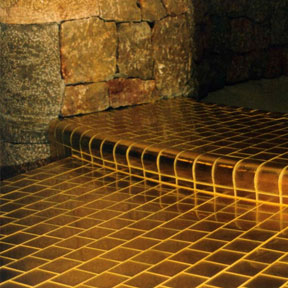 Gold mosaic steps at a private house in Ibiza